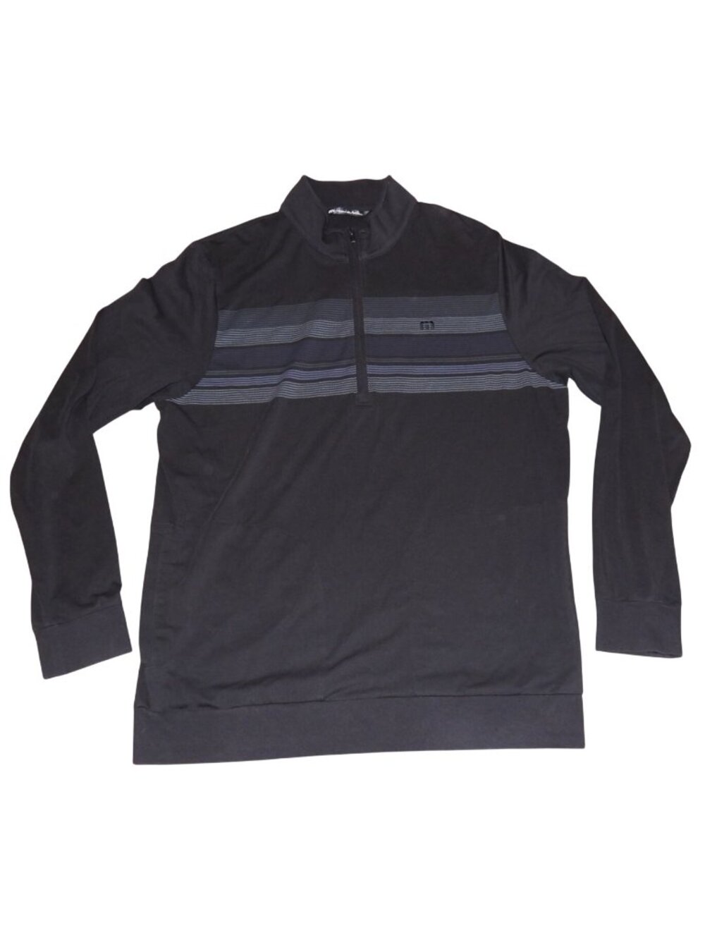Travis Mathew 1/2 Long Sleeve Pullover Gray Striped Shirt Men's Large Golf